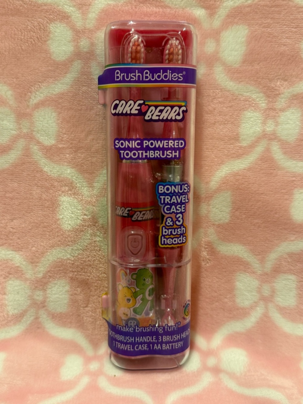 Care Bears Pink Sonic Powered Toothbrush with Travel Case